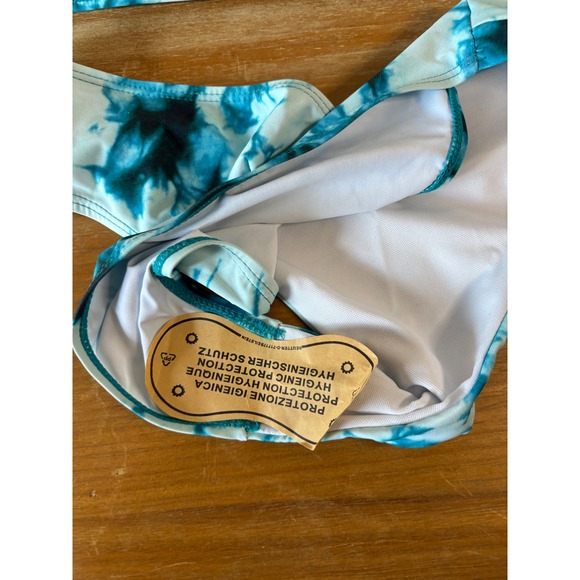 Aurelle Bikini Swimsuit Teal Blue Tie Dye Two Piece‎ Bathing Suit Large - Picture 3 of 5